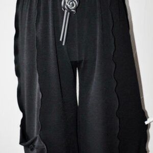 Myo-Lagenlook Refined Jersey Marlene Trousers Black Wavy Seams XXL, XXXL black